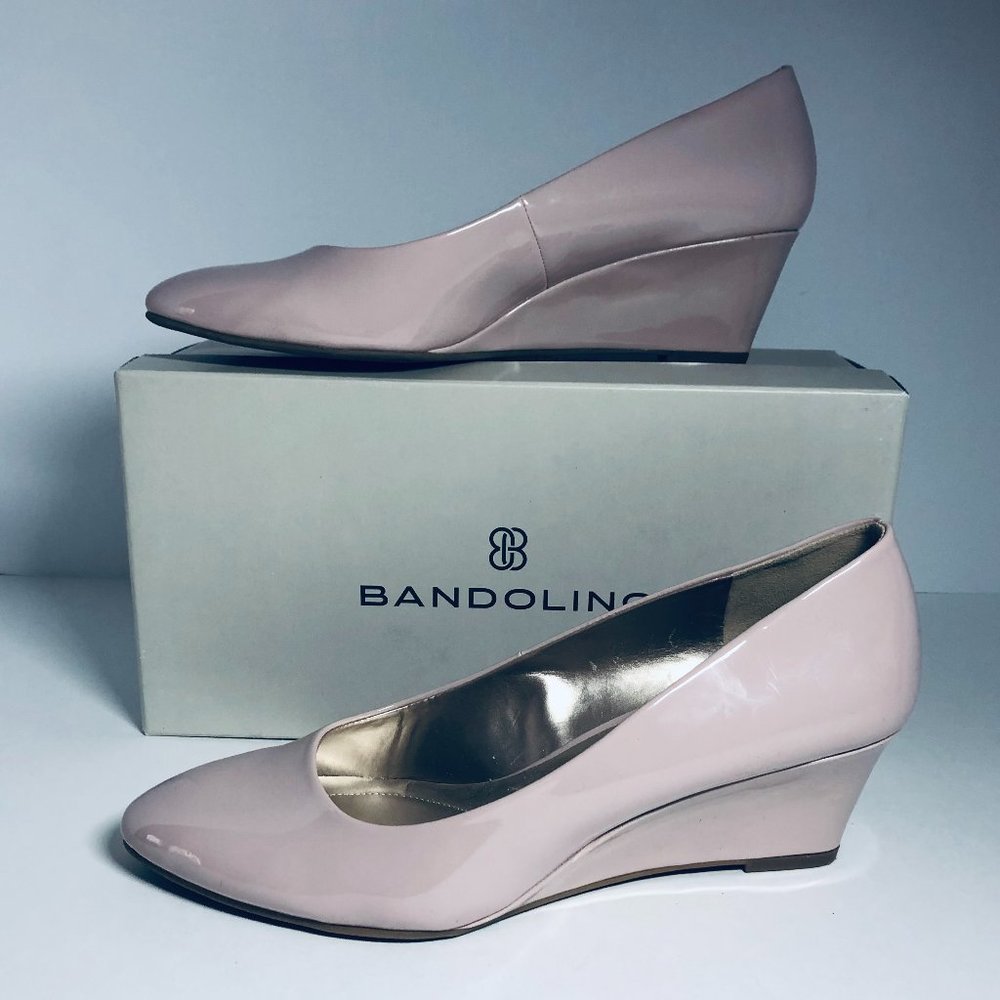 Bandolino Patent Wedge Pumps-Light Pink 10M